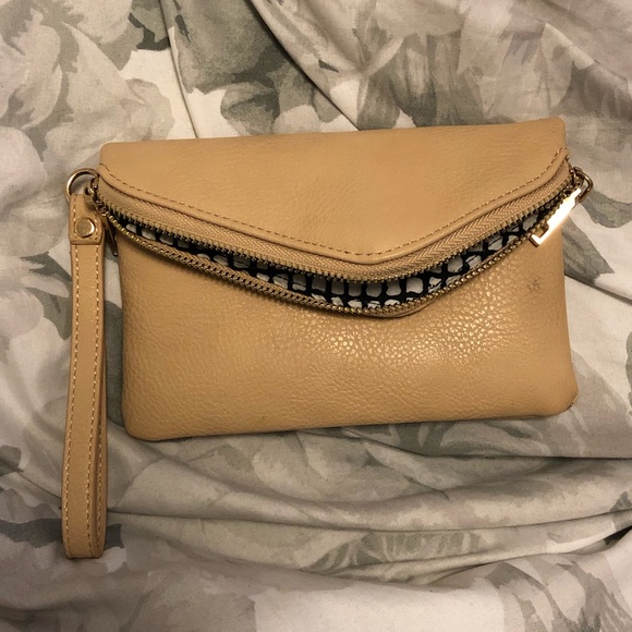 Urban Expressions Handbags - Vegan Leather Beige Wristlet by Urban Expressions